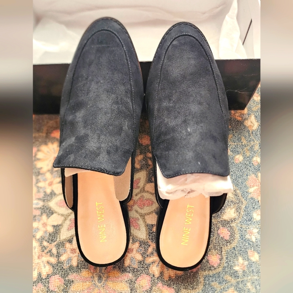 Black suede mules